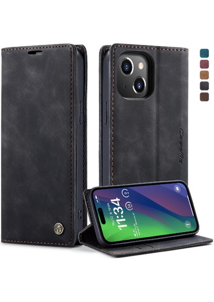 Iphone 15 Için Flip Case Manyetik Kapatma Darbeye Vaka Kart Yuvası Flip Pu (Yurt Dışından)
