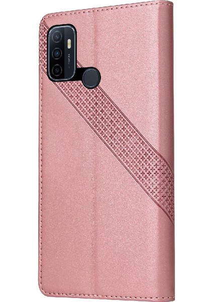 Oppo A53 4 Köşe Koruma Üç Kart Yuvaları Premium Için Flip Case (Yurt Dışından)