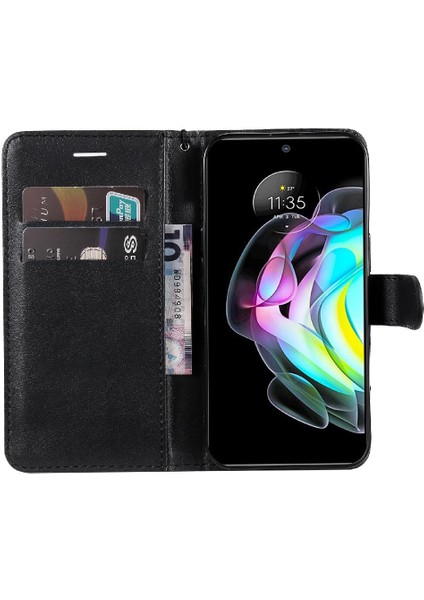 BDT Boutique Motorola Kenar 20 Klasik Düz Renk Için Flip Case Kart Yuvası ile Yüksek (Yurt Dışından)