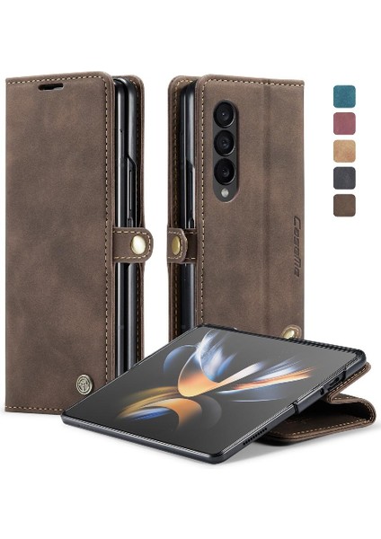 BDT Boutique Samsung Galaxy Z Için Flip Case Fold 4 5g Vintage Pu Deri Cüzdan Kılıf (Yurt Dışından)