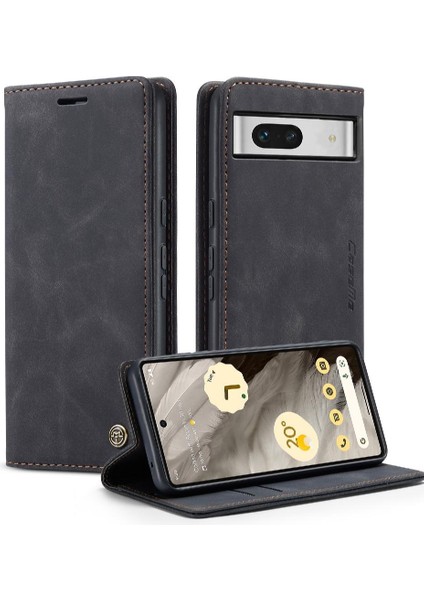 Google Piksel 8 Kılıf Için Flip Case Kart Yuvası Kickstand Vintage Pu Deri (Yurt Dışından)