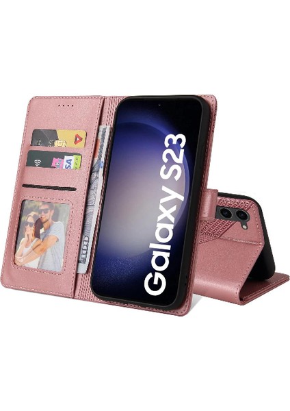 Samsung Galaxy S23 Kickstand Premium Deri Üç Kart Için Flip Case (Yurt Dışından)