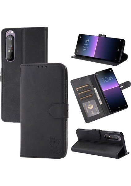 Sony Xperia 1 Iii Için Cüzdan Durumda Tüm Yuvarlak Koruma Kickstand Kabartmalı (Yurt Dışından)