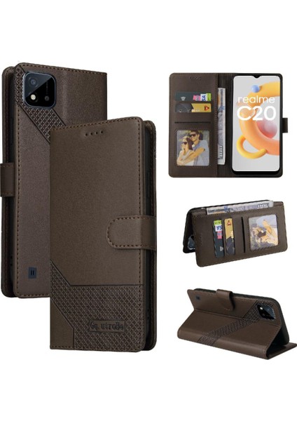 Realme C20 Premium Deri Darbeye Üç Kart Yuvaları 4 Için Flip Case (Yurt Dışından)