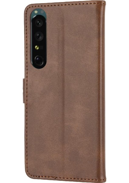 Sony Xperia 1 V Kabartmalı Kickstand Manyetik Kapatma Için Cüzdan Durumda Tüm (Yurt Dışından)