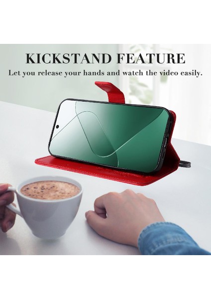 BDT Boutique Xiaomi 14 Flip Kickstand Darbeye Kapak Için Kart Yuvası Standı ile Pu (Yurt Dışından)