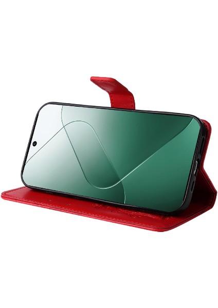 BDT Boutique Xiaomi 14 Flip Kickstand Darbeye Kapak Için Kart Yuvası Standı ile Pu (Yurt Dışından)