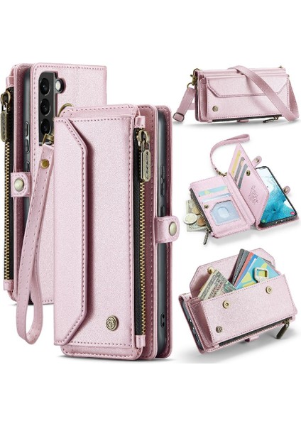 Samsung Galaxy S22 Fermuar Faturaları Yuvası Durumda Cüzdan Kartı Için Crossbody Durumda (Yurt Dışından)
