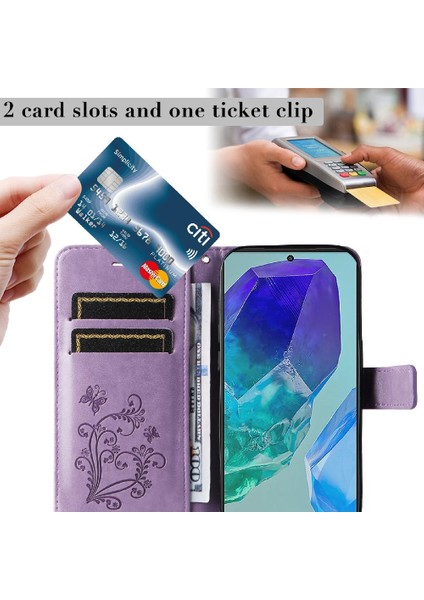 Samsung Galaxy M55 5g Flip Kickstand Için Kılıf Kart Yuvası Standı ile Kapak (Yurt Dışından) modelleri