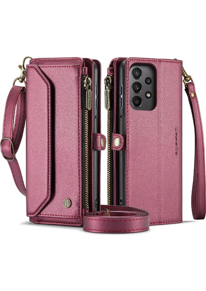 Samsung Galaxy A23 Için Crossbody Durumda 4g/5g Fermuar Faturaları Yuvası Cüzdan Kılıf (Yurt Dışından)