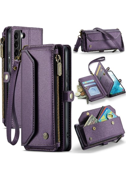 Samsung Galaxy S22 Fermuar Faturaları Yuvası Durumda Cüzdan Kartı Için Crossbody Durumda (Yurt Dışından)