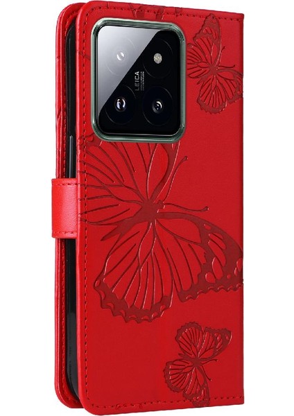 Xiaomi 14 Pro Flip Kickstand Için Kılıf Kart Yuvası Standı ile Pu Deri (Yurt Dışından)