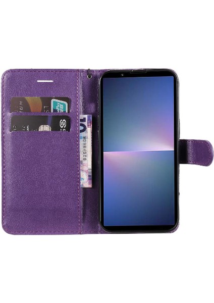 Kart Yuvası Klasik ile Sony Xperia 10VI Yüksek Kaliteli Deri Için Flip Case (Yurt Dışından)