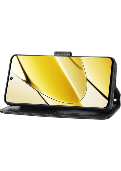 Realme 11 4g Için Flip Case Kart Tutucu Kayış Manyetik Kapatma Pu Deri (Yurt Dışından)