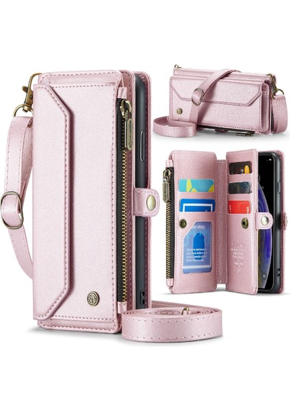 Iphone x Için Crossbody Durumda/xs Durumda Cüzdan Fermuar Faturaları Yuvası Kart Tutucu (Yurt Dışından)