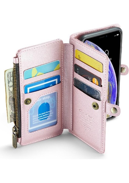 Iphone x Için Crossbody Durumda/xs Durumda Cüzdan Fermuar Faturaları Yuvası Kart Tutucu (Yurt Dışından)