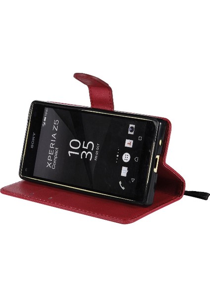 Sony Xperia Z5 Mini Klasik Düz Renk Için Flip Case Kart Yuvası ile Telefon (Yurt Dışından) indirimleri