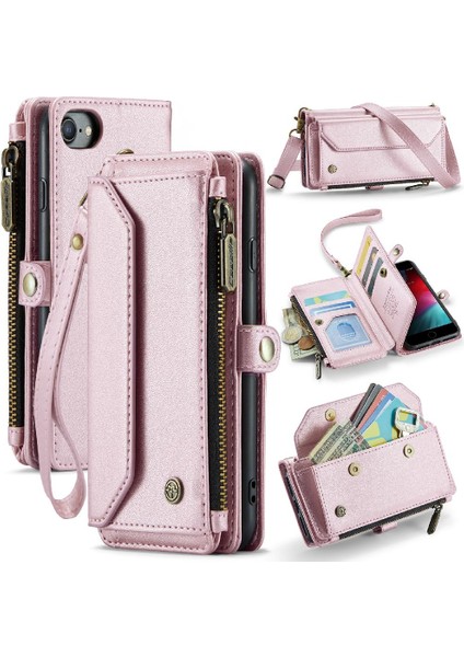 Iphone Se3 Için Crossbody Durumda/kadınlar Için Zipper Fermuar Faturaları Yuvası Cüzdan Kılıf (Yurt Dışından)