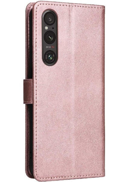 Sony Xperia 1V Için Flip Case Yüksek Kalite Deri Klasik Düz Renk Kılıf (Yurt Dışından)