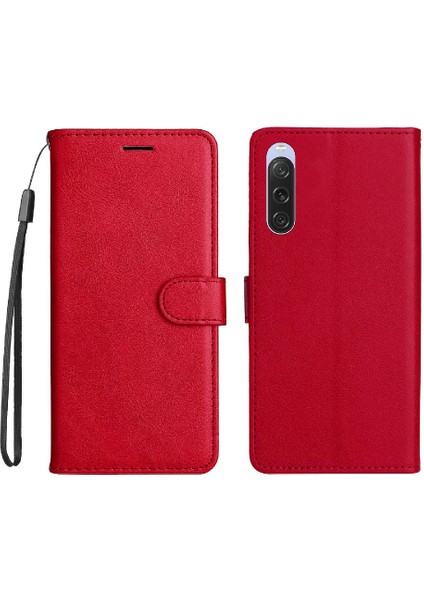 Sony Xperia 10V Için Flip Case Yüksek Kalite Deri Klasik Düz Renk (Yurt Dışından)