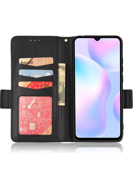 Xiaomi Redmi 9A Manyetik Cüzdan Kart Yuvaları Tutucu Yan Toka Pu (Yurt Dışından)
