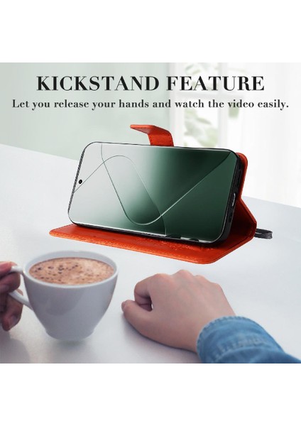 Xiaomi 14 Pro Flip Kickstand Için Kılıf Kart Yuvası Standı ile Pu Deri (Yurt Dışından)