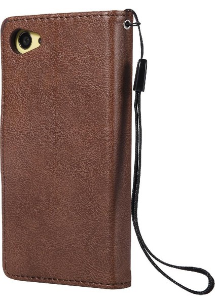 Sony Xperia Z5 Mini Klasik Düz Renk Için Flip Case Kart Yuvası ile Telefon (Yurt Dışından) modelleri