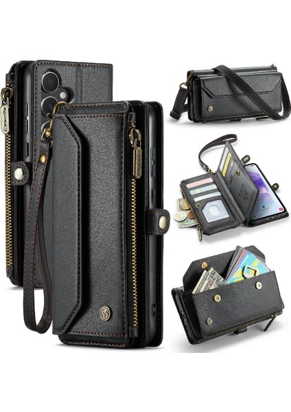 Samsung Galaxy Galaxy Için Crossbody Durumda 5g Fermuar Faturaları Yuvası Rfid Engelleme (Yurt Dışından)