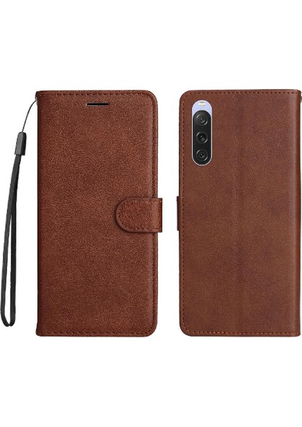 Sony Xperia 10V Için Flip Case Yüksek Kalite Deri Klasik Düz Renk (Yurt Dışından)