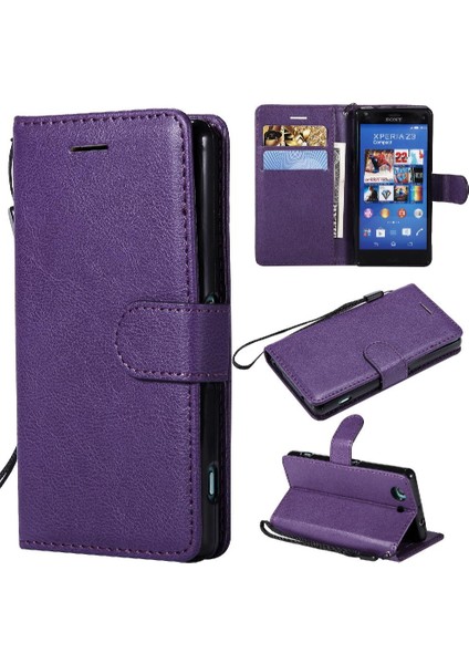 BDT Boutique Sony Xperia Z3 Mini Yüksek Kaliteli Deri Klasik Düz Renk Için Flip Case (Yurt Dışından)