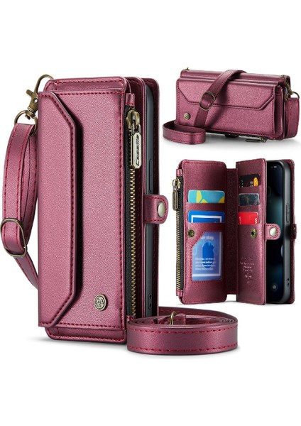 Iphone 13 Pro Için Crossbody Durumda Rfid Engelleme Kart Tutucu Cüzdan Kılıf Için (Yurt Dışından)