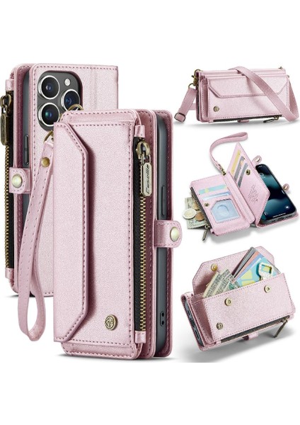 Iphone 13 Pro Için Crossbody Durumda Rfid Engelleme Kart Tutucu Cüzdan Kılıf Için (Yurt Dışından)