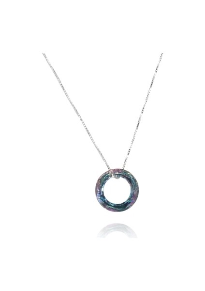 Açık Yuvarlak Swarovski Kolye