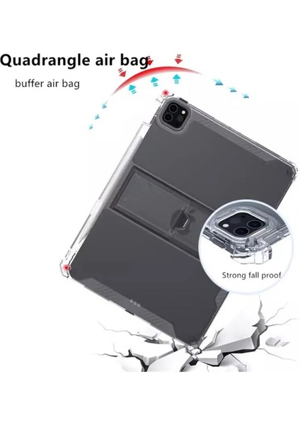 Ipad Pro 11 Inç M4 Çip 2024 Uyumlu Kılıf Kalem Bölmeli Standlı Şeffaf Silikon Case A2836 A2837 fırsatları