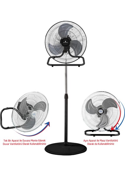 Rbs-25 Premium Pro 18 Inch (46 Cm) Sanayi Tipi Fonksiyonel Vantilatör