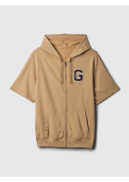 Erkek Kahverengi Gap Logo Fermuarlı Sweatshirt