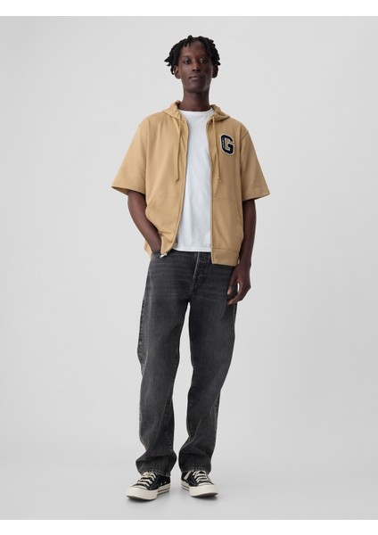 Erkek Kahverengi Gap Logo Fermuarlı Sweatshirt