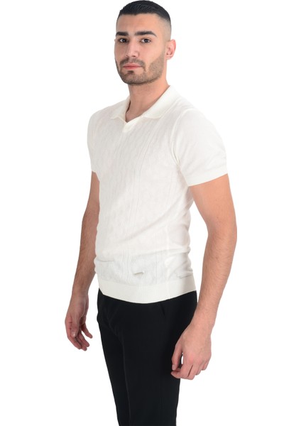 Cengiz Inler Desenli Merserize Polo Yaka Erkek Triko T-Shirt
