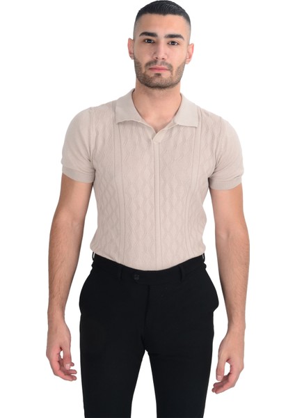 Cengiz Inler Desenli Merserize Polo Yaka Erkek Triko T-Shirt modelleri