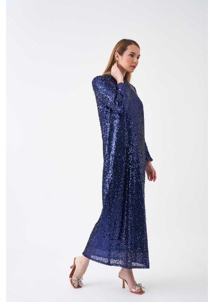 Payet Abiye Elbise Gece Mavisi modelleri