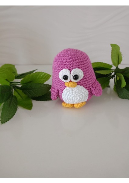 2'li Amigurumi Penguen Oyuncaklar (Mor ve Mint Yeşil)