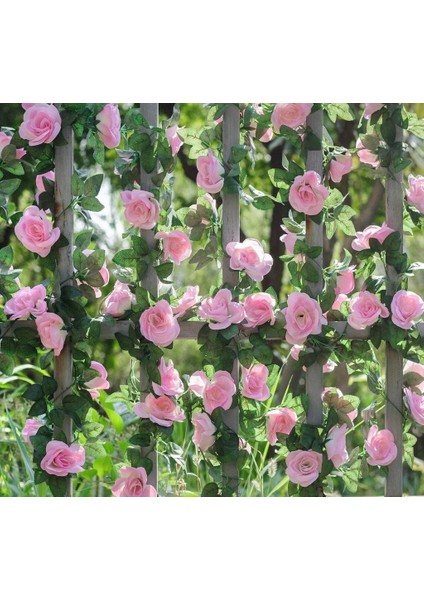 Yapay Çiçek Sarkan ve Dolanan Sarmaşık Pembe Gül Yapay Sarmaşık 200CM