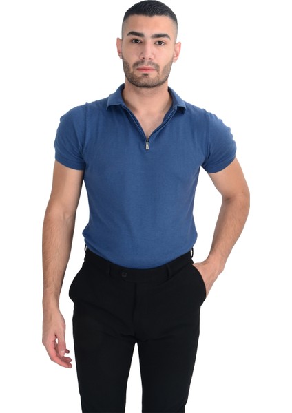 Cengiz Inler Yarım Fermuarlı Merserize Erkek Triko T-Shirt indirimleri