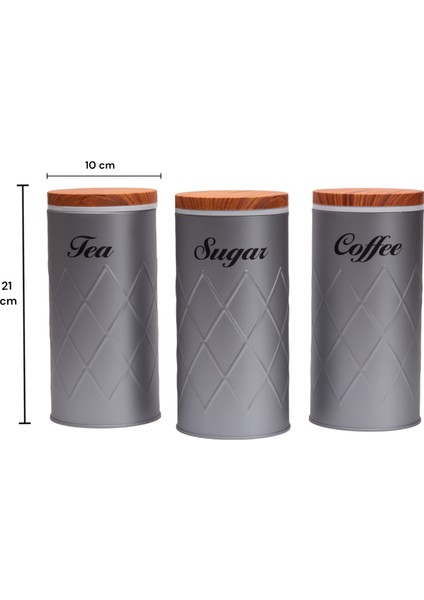 Sırça Sepeti3'lü Metal Çay Kahve Şeker Saklama Kabı Kavanoz Vakum Kapaklı Diamond fırsatları