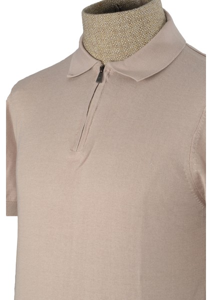 Cengiz Inler Yarım Fermuarlı Merserize Erkek Triko T-Shirt