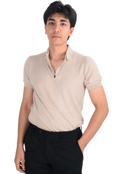 Cengiz Inler Yarım Fermuarlı Merserize Erkek Triko T-Shirt modelleri