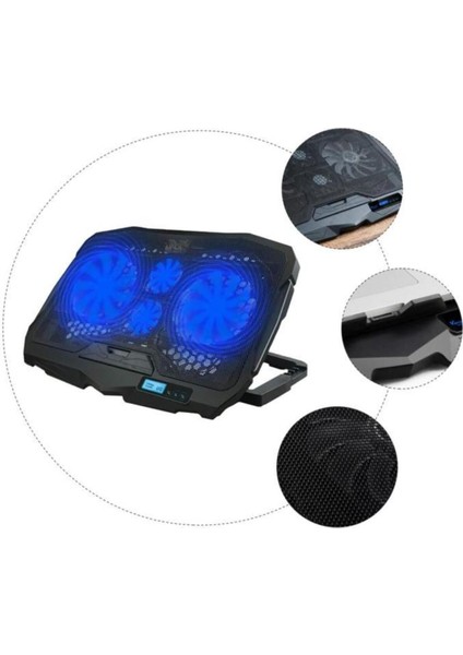 4 Fanlı Rgb Li 9-17 Inç Yükseklik Ayarlı Notebook Sogutucusu
