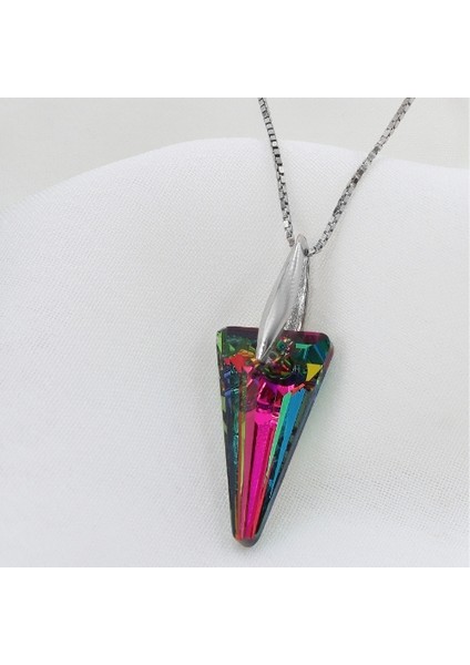 Renkli Swarovski Üçgen Kolye fiyatları