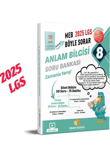 Sinan Kuzucu Yayınları 8. Sınıf 2025 LGS MEB Böyle Sorar Anlam Bilgisi Soru Bankası Video Çözümlü