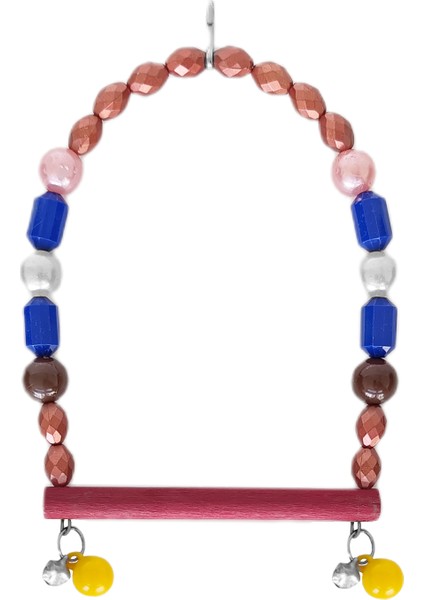 Ahşap Tünekli Papağan ve Muhabbet Kuşu Salıncağı 10-16 cm Mavi